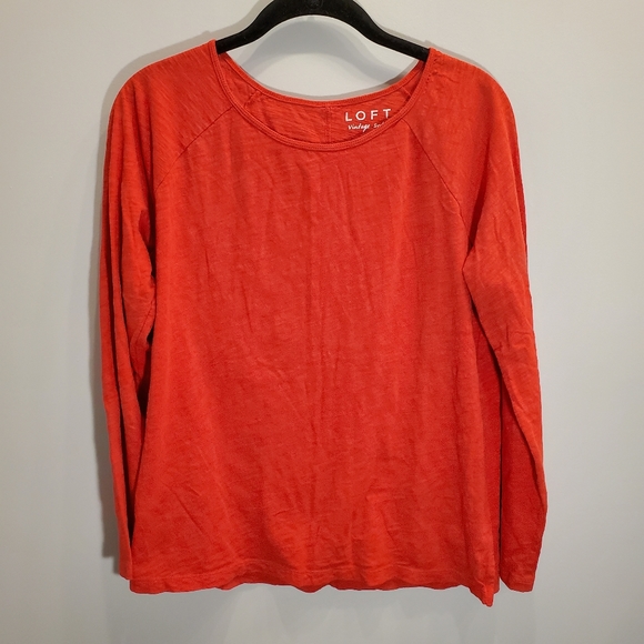 LOFT Vintage Soft Red Long Sleeve Tee Size M - Picture 2 of 5